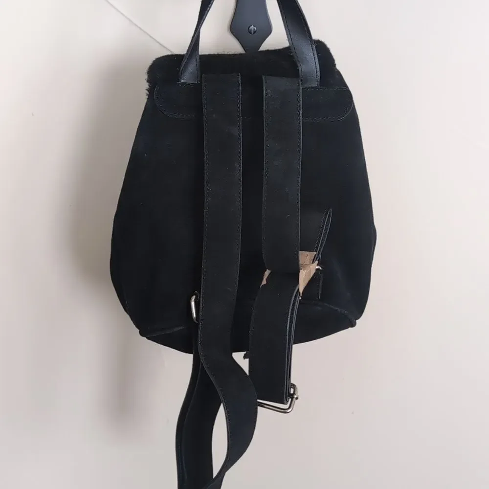 UGG Australia Nordie🖤 Black Shearling & Sueded Drawstring Mini Backpack NWOT